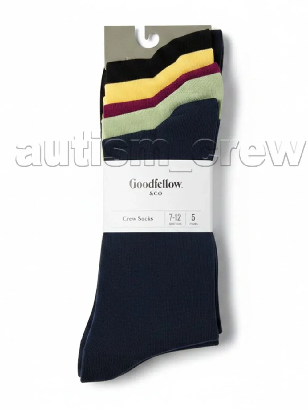 2/$12 💥🆕 Goodfellow & Co. Men's Dress Crew Socks 5pk | Fits Sizes 7-12 | 7333